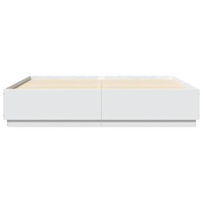 Bedframe met LED-verlichting bewerkt hout wit 200x200 cm