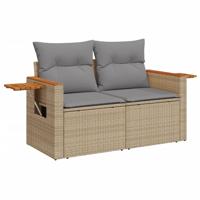 8-delige Loungeset met kussens poly rattan beige - thumbnail