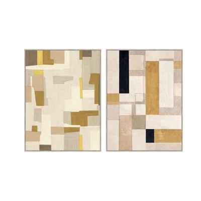 Schilderij Home ESPRIT Geel Beige Met reliëf Stads 90 x 4 x 120 cm (2 Stuks)