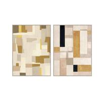 Schilderij Home ESPRIT Geel Beige Met reliëf Stads 90 x 4 x 120 cm (2 Stuks) - thumbnail