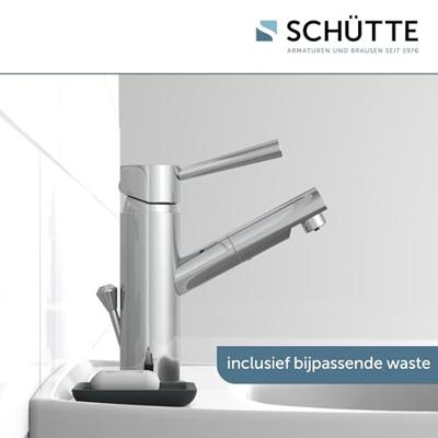 CORNWALL ééngreepsmengkraan wastafel, lage druk, chroom keramische schijven geluidsarme, verwisselbare 35 mm-cartouche flexibele metalen aansluitslangen 1 ¼" metalen-afvoerplug en waste stange