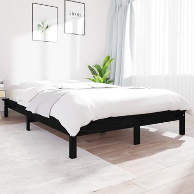 Bedframe massief grenenhout zwart 180x200 cm 6FT Super King