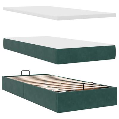 Ottoman bed met matras 90x200cm fluweel donkergroen