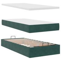 Ottoman bed met matras 90x200cm fluweel donkergroen - thumbnail