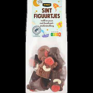 Jumbo Sint Figuurtjes Melk en Puur met HazelnootPralinevulling 125 g Jumbo Sint Figuurtjes Melk en Puur met HazelnootPralinevulling 125 g