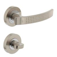 Deurkruk 1696 William op rond rozet 7mm nokken met WC8mm nikkel mat - thumbnail