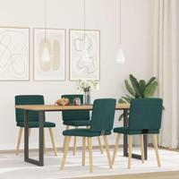 Eetkamerstoelen 4 st stof donkergroen - thumbnail