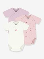 Set van 3 gekruiste body's baby katoen PETIT BATEAU wit - thumbnail
