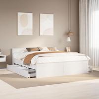 Bedframe zonder matras met hoofdbord grenenhout wit 180x200 cm - thumbnail