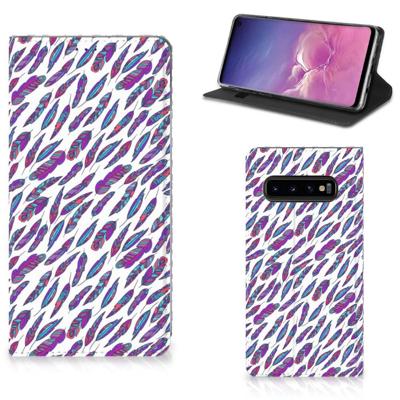 Samsung Galaxy S10 | Hoesje met Magneet | Feathers Color Samsung Galaxy S10 | Hoesje met Magneet | Feathers Color