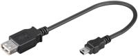 MicroConnect usbafbm USB-kabel (2.0, USB A, mini-USB B, 0.2 m) zwart - thumbnail