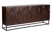 Massief dressoir DUNE 175cm walnootbruin acaciahout 3D design zwart metaal - 45596 - thumbnail