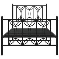 Bedframe met hoofd- en voeteneinde metaal zwart 90x200 cm - thumbnail