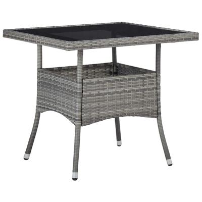 Tuintafel poly rattan en glas grijs Tuintafel poly rattan en glas grijs