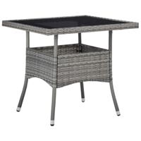 Tuintafel poly rattan en glas grijs - thumbnail