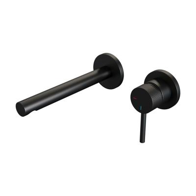 Black Carving inbouw wastafelmengkraan met rechte uitloop, rozetten model A1 mat zwart