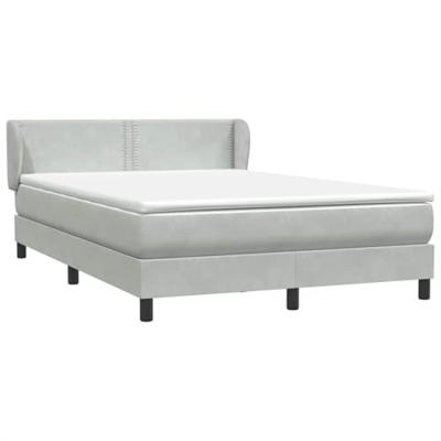 Boxspring met matras fluweel lichtgrijs 160x210 cm