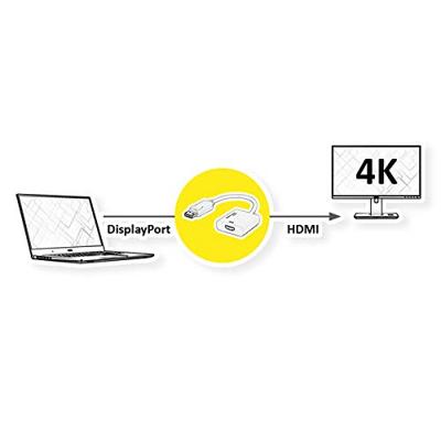 ROLINE 4K DisplayPort/HDMI Adapter, v1.2, DP Male - HDMI Female, Actief