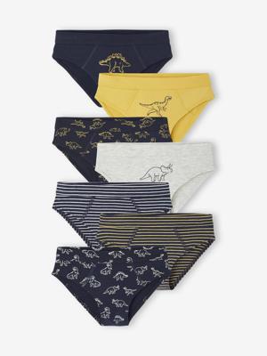 Set van 7 slipjes voor jongens Dino marineblauw