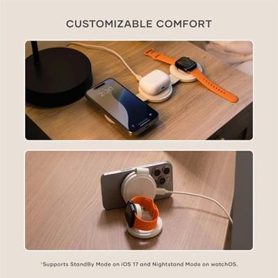 Satechi OntheGo 3-in-1 wireless oplader (15W) - Sand - thumbnail