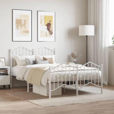 Bedframe met hoofd- en voeteneindemetaal wit 120x190 cm