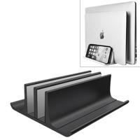 Universele draagbare aluminiumlegering dubbele sleuf laptop verticale opslag stand (zwart) - thumbnail