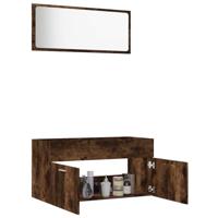 2-delige Badkamermeubelset bewerkt hout gerookt eikenkleurig - thumbnail