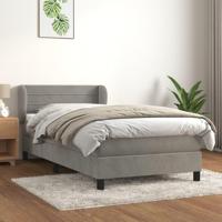 Boxspring met matras fluweel lichtgrijs 90x200 cm - thumbnail