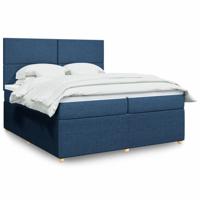Boxspring met matras stof blauw 200x200 cm - thumbnail