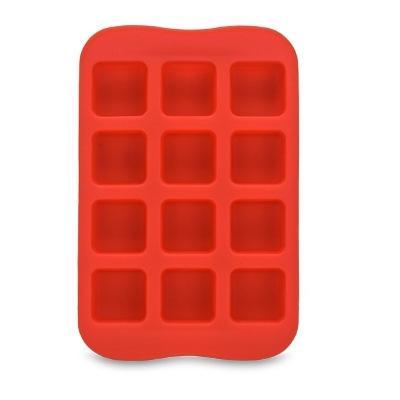 Siliconen chocolade mal lade creatieve geometrie gevormde Ice Cube cake decoratie schimmel vorm: vierkant (rood)