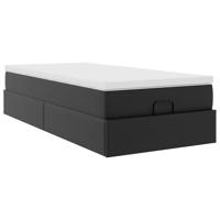 Ottoman bed met matras 100x200cm kunstleer zwart - thumbnail