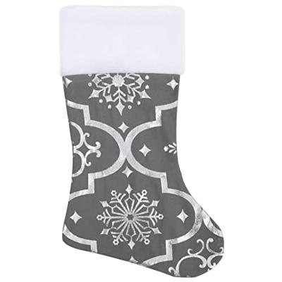 VidaXL Kerstboomrok luxe met sok 122 cm stof grijs - thumbnail