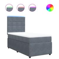 Boxspring met matras fluweel donkergrijs 90x190 cm - thumbnail