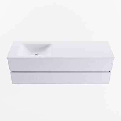 MONDIAZ VICA 150cm badmeubel onderkast Cale 2 lades. Wastafel CLOUD links 1 kraangat, kleur Talc.