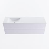 MONDIAZ VICA 150cm badmeubel onderkast Cale 2 lades. Wastafel CLOUD links 1 kraangat, kleur Talc. - thumbnail