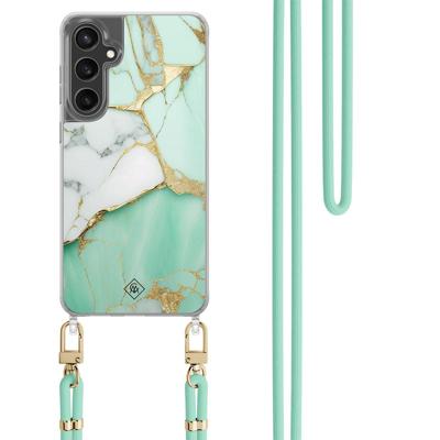 Samsung Galaxy S24 FE hoesje met mint koord - Marmer mintgroen Samsung Galaxy S24 FE hoesje met mint koord - Marmer mintgroen