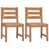 Tuinstoelen 2 st massief teakhout - thumbnail