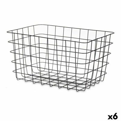 Veelzijdige mand Kinvara Zwart Metaal 38,5 x 20,5 x 28 cm Rechthoekig (6 Stuks)