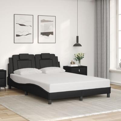 Bedframe met LED-verlichting kunstleer zwart 140x200 cm