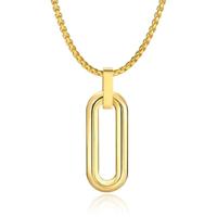 Mendes Herenketting met 3D Ovale Geometrische Hanger - Goudkleurig - thumbnail