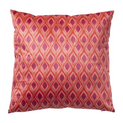 Kussen velvet blad - rood/roze - 45x45 cm