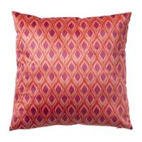 Kussen velvet blad - rood/roze - 45x45 cm - thumbnail
