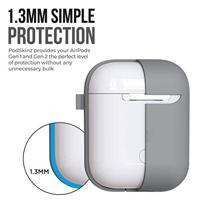 PodSkinz AirPods Case [LED Front] Beschermende siliconen hoes compatibel met AirPods 1 & AirPods 2 (Gen 2) (met karabijnhaak, Earl Grey) - thumbnail