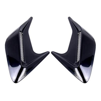 2PCS Plastic Decorative Air Flow Intake Turbo Bonnet Hood Side Vent Grille Cover With Self-adhesive Sticker(Black)