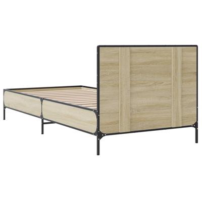 Bedframe bewerkt hout metaal sonoma eikenkleurig 140x200 cm