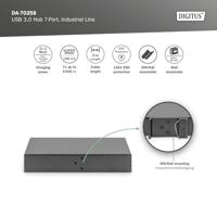 DIGITUS industriële 7-poorts USB-hub - 7x USB-A - USB 3.0-5 Gbps - USB SuperSpeed - 15 kV ESD-bescherming - DIN-rail montage - Zwart - thumbnail