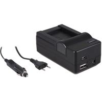 4-in-1 acculader voor Sony NP-BX1 accu - compact en licht - laden via stopcontact, auto, USB en Powerbank - thumbnail