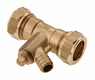 Bonfix knelkoppeling - Kniekoppeling met aftapgelegenheid - 22mm x 22mm - Messing