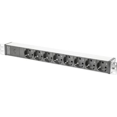 Digitus DN-95410 19 inch Stekkerdoos voor patchkast 1 HE Geaarde contactdoos Zwart