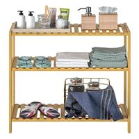 Opbergrek - Halkast - Keukenrek - Schoenenrek Bamboe met 3 vaste planken - thumbnail